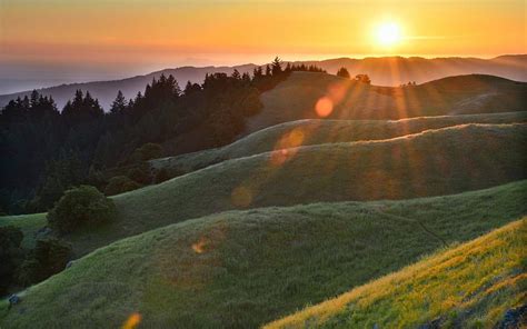 1920x1080px 1080p Free Download Sunset Over Green Rolling Hills