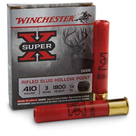 5 rds winchester super x 410 gauge 3 rifled slugs 95657 410 gauge shells at sportsman s guide