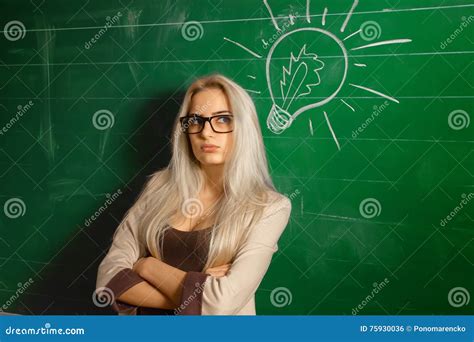 Blonde Teacher Wearing Lingerie Stock Image 65429251