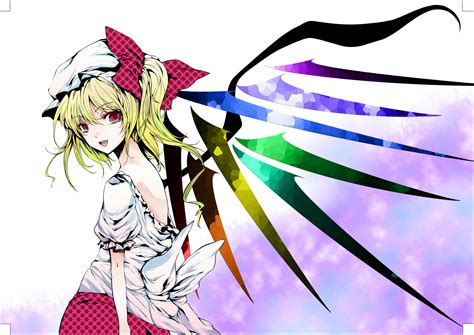 Atoshi Blonde Hair Dress Fang Flandre Scarlet Polychromatic Red Eyes