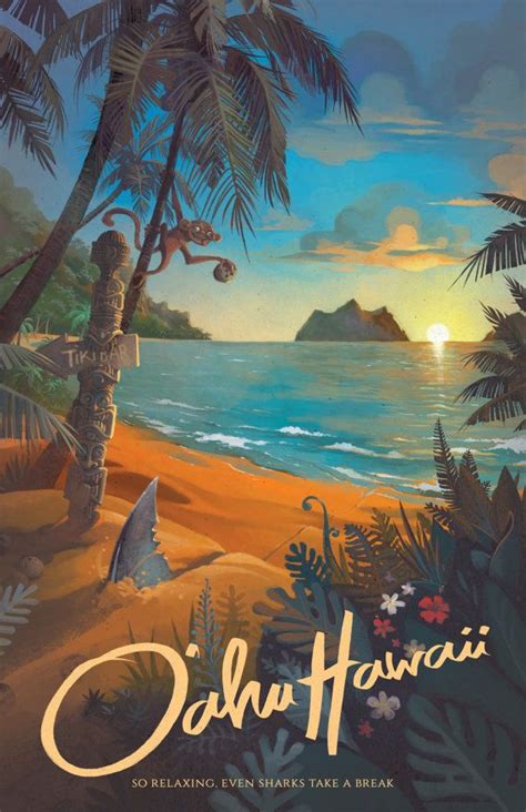 Retro Hawaii North Shore Travel Poster Put On Some Sunscreen Grab A