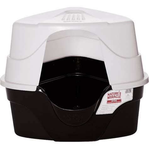 Natures Miracle Hooded Corner Litter Box With Odor Control Charcoal
