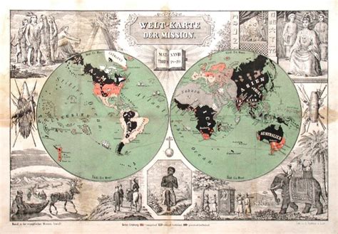 Antique Map Welt Karte Der Mission