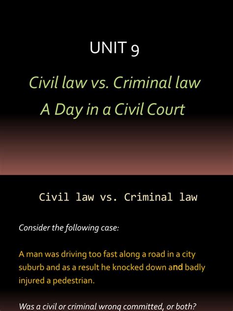 Civil Law Vs Criminal Law A Day In A Civil Court Pdf