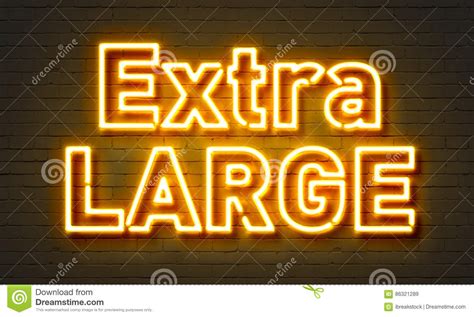 Extra Large Neon Sign On Brick Wall Background Stock