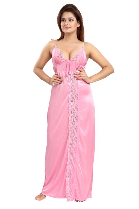 Buy Be You Fashion Pink Satin Plain Night Gowns Nighty Online ₹529 From Shopclues