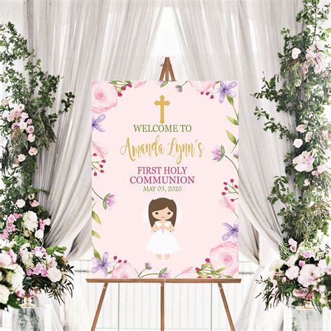 First Communion Welcome Sign Girl Communion Party Decorations