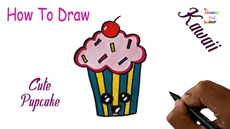 how to draw cute cupcake kawaii easy youtube