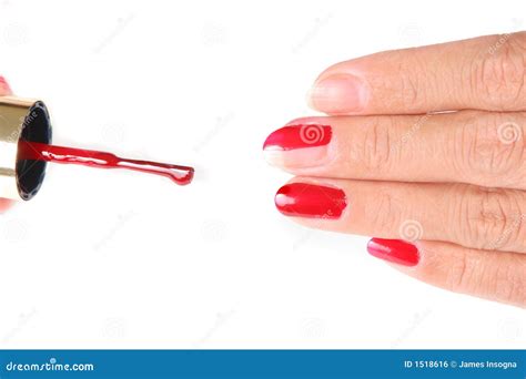 Nails Being Painted Red Stock Photo Image Of Manicure 1518616