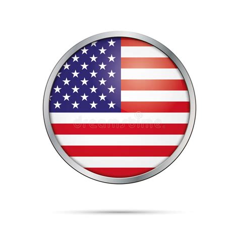 Vector Flag Button Us Flag In Glass Button Style Stock Vector