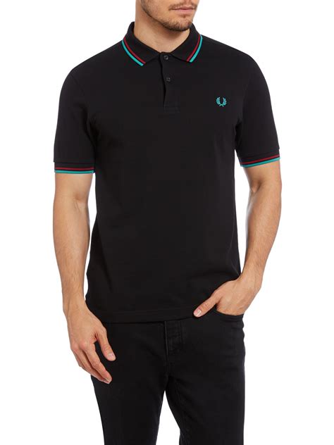 Fred Perry Twin Tipped Slim Fit Polo Shirt In Black For Men Lyst