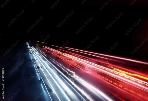 Fast Moving Traffic Light Trails Long Exposure Effect 3d Illustration