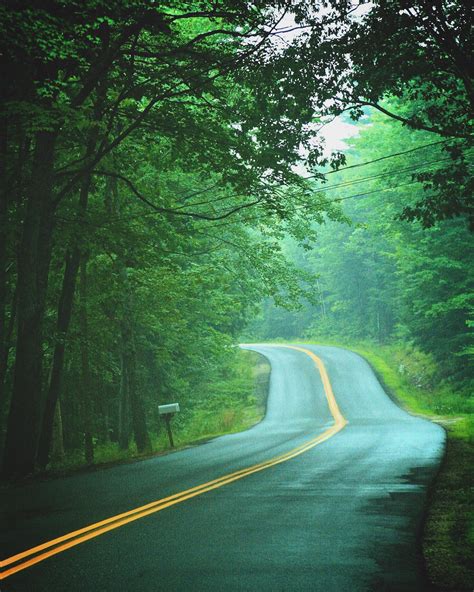 Rainy Road In Maine Rraining