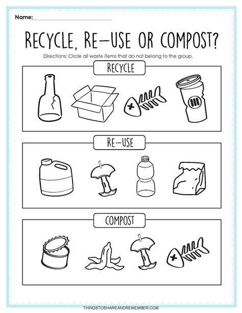 Recycle Sorting Worksheet