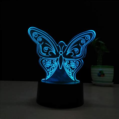 Buy 7 Color Butterfly Lamp 3d Visual Led Night Lights
