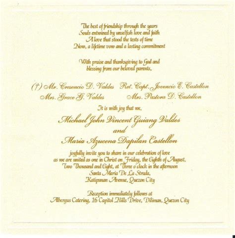 Catholic Wedding Invitation Wording Invitation Wording For Wedding