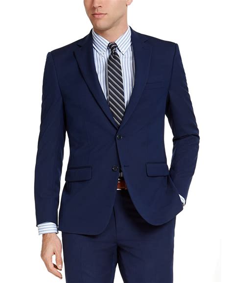 Van Heusen Mens Slim Fit Stretch Bright Navy Blue Solid Suit Macys