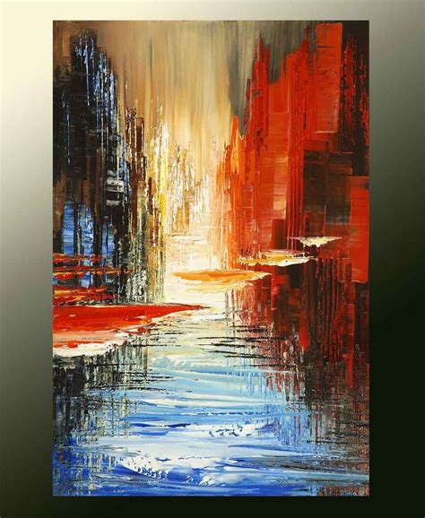 Abstract Cityscape Painting Skyline Urban City Waterdront