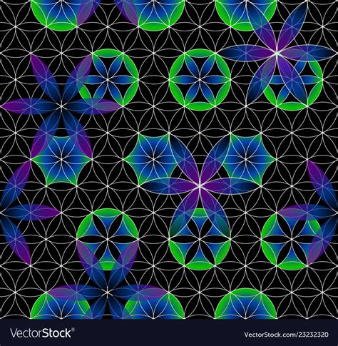 Flower Of Life Sacred Geometry Seamless Pattern Vector Image