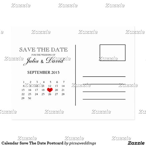 Calendar Save The Date Postcard | Save the date postcards, Save the date cards, Save the date