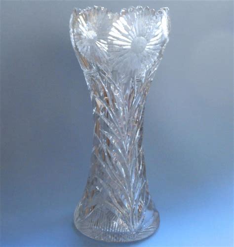 Pairpoint Cut Glass Vase Antique Abp Daisy And Butterfly Tall From