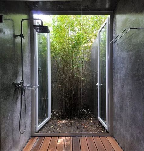 Modern Master Shower Indoor Outdoor Outdoor Bathrooms Living Room