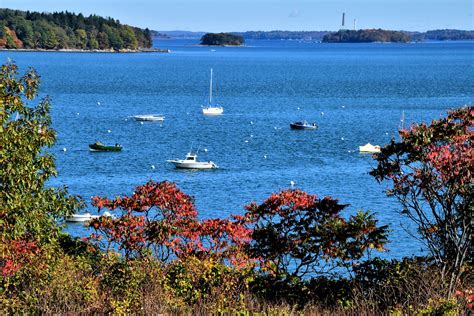 Casco Bay Islands From Eastern Promenade In Portland Maine Encircle