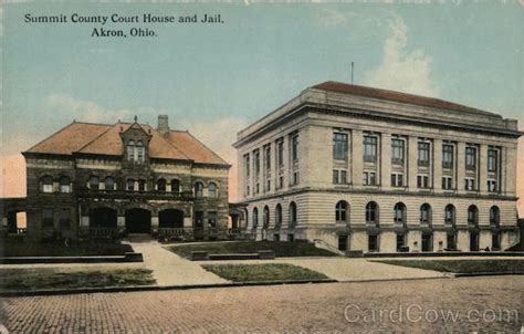 Summit County Court House And Jail Akron Oh Postcard