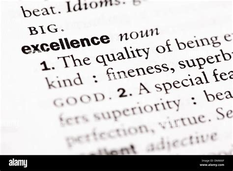 Dictionary Definition Of Excellence Stock Photo Alamy