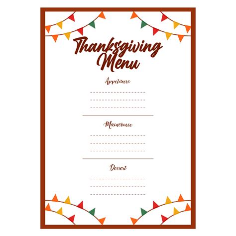 Blank Printable Thanksgiving Menu Template Printable World Holiday