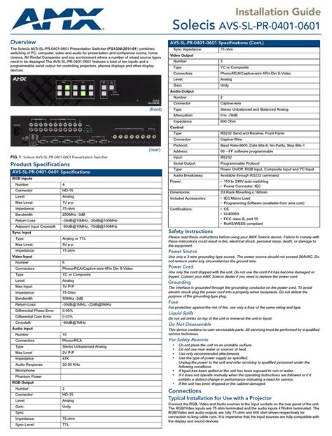 Amx Solecis Avs Sl Pr 0401 0601 Installation Manual Pdf Download