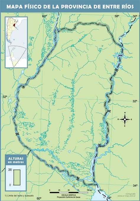 Mapa Físico Mudo De La Provincia De Entre Ríos Ex