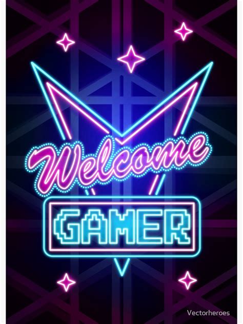 Welcome Gamer Neon Art Typography Sticker For Sale By Vectorheroes