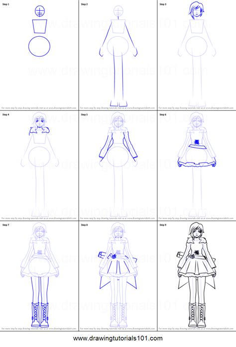 First, draw a spiral line as in my example. How to Draw Ruby Rose from RWBY printable step by step ...