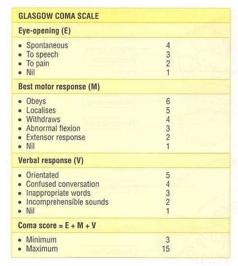 Gcs Score Glascow Coma Scale And Blantyre Score Assessment And