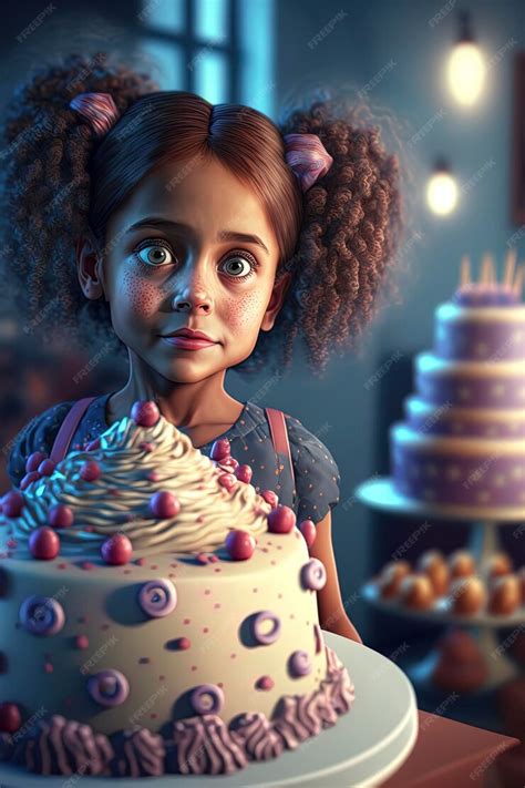Premium Photo Cute Girl In Her Birthday Party Birthday Illustration Aigenerated