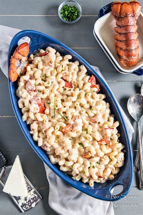 Overhead Shot Of Truffle Lobster Macaroni N Cheese In A Large Blue