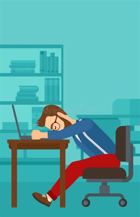 Man Sleeping On Workplace Stock Illustration Illustration Of