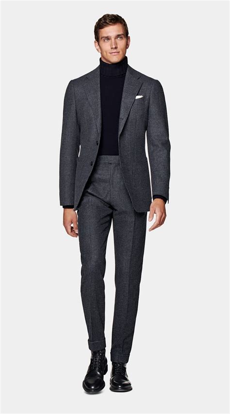 Dark Grey Checked Havana Suit In Wool Cashmere Suitsupply Germany