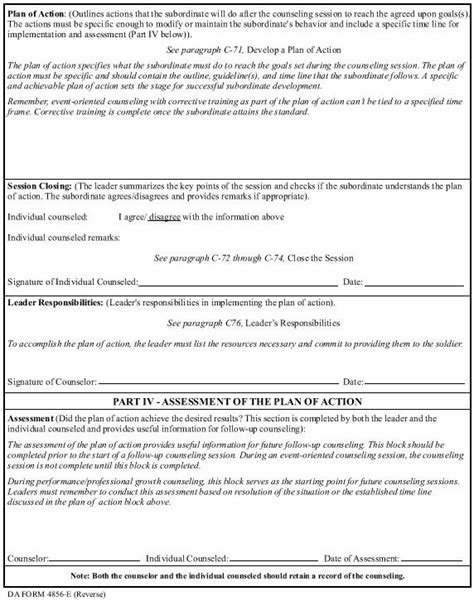 Army Counseling Form 4856 Guidelines On Pleting A Da Form 4856