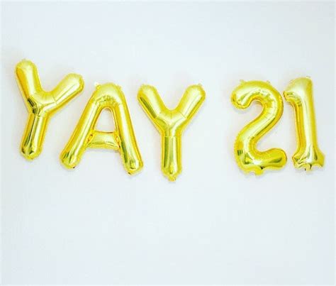 Gold Yay 21 Balloons Number 21 Balloons 21st Birthday Photo