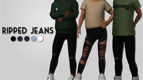 Ripped Jeans Plumbobjuice Sims 4 Toddler Clothes Sims 4 Children