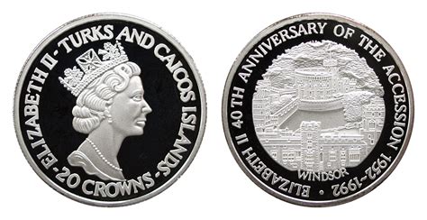 Turks Caicos Islands Crowns Silver Proof Rev Th