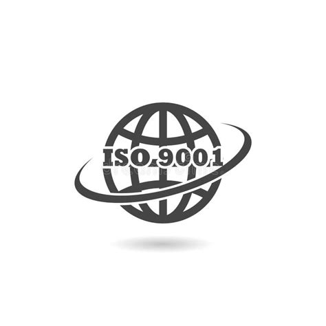 Iso 9001 Icon Standard Quality Symbol With Shadow Stock Illustration
