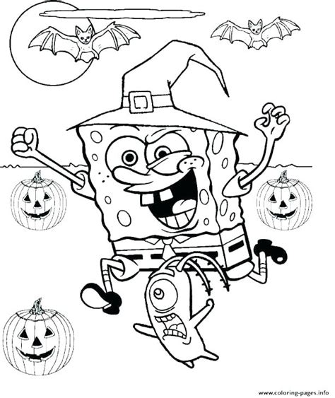 Spongebob Squarepants In Witch Costume Coloring Page Free Printable