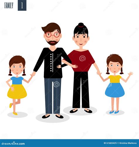 La Familia De Madre De Padre Y De Muchacha Hermana Vector Ilustración