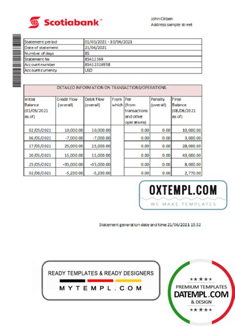 Hong Kong Scotiabank Bank Statement Easy To Fill Template In Excel And
