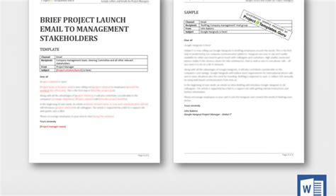 Project Management Email Templates Brief Project Launch Email To