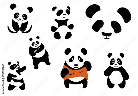 Vector Panda Illustration Set Panda Vector Set Panda Illustrations Stock Vector Adobe Stock