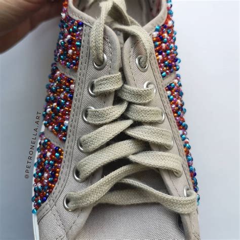 Diy Beads Shoes Full Process On Youtube Beaded Shoes Shoes Beaded